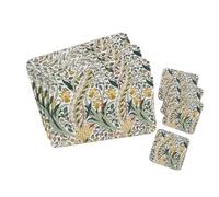 William Morris Daffodil Placemats and Coasters Set of 4 of Each with Wipe Clean Finish with Corked Back for Dinner & Dining Room Table