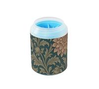 William Morris Dahlia Pattern Reusable Paw Washer Cup with Soft Massage Brush Pets Bathing Brush for Medium to Large Dogs