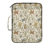 William Morris Daisies and Butterflies Beige Accordion Folder 7 Pockets A4 Letter Size with Zipper Closure for Document Storage Pocket Accordion File Organizer