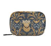 William Morris Deer Floral Dark Blue Medicine Bags with Detachable Compartments Portable Medicine Box Organizer
