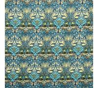 William Morris Design 100% Premium Cotton 200 Thread-Count 112cm Wide Digital Printed Crafty Cottons Digitally Fabric Prints; Sold in Metre Pre-Cuts(Peacock and Dragon)