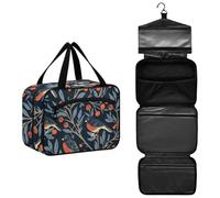 William Morris Design Bird Dark Blue Hanging Travel Toiletry Bag Hanging with Hook for Bathroom
