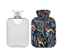 William Morris Design Bird Dark Blue hot Bottle Water Bag with Soft Cover 2L Warm Compress for Hand Feet Warmer Arthritis Bolsa Caliente para Dolores musculares