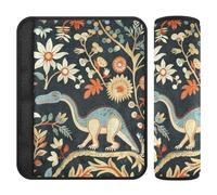 William Morris Dino Flower Colorful 2 pcs car Seats Strap Covers, Protects Your Neck and Shoulders, seat Belt Protector for Van Auto Van 10x7.7 in Protector para cinturón de carro