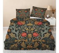 William Morris Double Duvet Cover Sets, Strawberry Thief Bedding Sets Double-Sided Printing, Soft Microfiber Quilt Cover With Zip Fastening + 2 Pillowcase, 200x200 M10