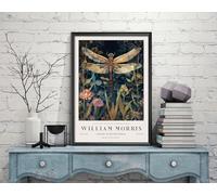 William Morris Dragonfly Print, William Morris Exhibition Print, William Morris Poster, Vintage Wall Art, Textiles Art, Vintage Poster (075b) A2
