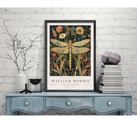 William Morris Dragonfly Print, William Morris Exhibition Print, William Morris Poster, Vintage Wall Art, Textiles Art, Vintage Poster (065b) A2