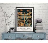 William Morris Dragonfly Print, William Morris Exhibition Print, William Morris Poster, Vintage Wall Art, Textiles Art, Vintage Poster (095b) A2