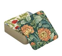 William Morris Drink Coasters Set of 6 Floral Design Multi Coloured Anti Slip Cork Base Coaster For Mugs and Glasses Decorative Home Accessories (Design 1)