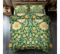 William Morris Emperor Duvet Cover Set, Botanical Vintage Floral Bedding Set, Microfiber Soft Reversible Quilt Cover 290x235 + 2 Pillowcase, Zipper Closure, Bedroom Decor BhT38