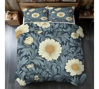 William Morris Emperor Duvet Cover Set, Vintage Floral Botanical Bedding Set, Microfiber Soft Reversible Quilt Cover 290x235 + 2 Pillowcase, Zipper Closure, Bedroom Decor BhT38