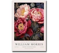 William Morris Exhibition Posters Vintage Wall Art Pink Peony Canvas Painting William Morris Prints For Home Room Decor Picture 40x60cmX1 No Frame
