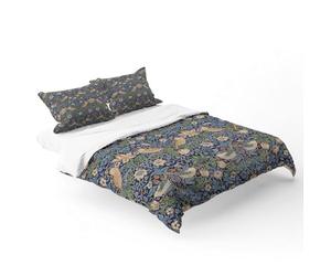 William Morris Floral Bird Duvet Cover Set, Violet Flower Bedding 3PC Boho Vintage Comforter Set for Women Bedroom, Soft Lightweight All Seasons, Queen Duvet Cover with 2 Pillowcases
