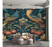 William Morris Floral Bird Wallpaper, Botanical Strawberry Thief Wall Mural for Living Room, Bedroom, Non-Woven Wall Papaer Decoration, Photo Wallpaper & Home Decor, 390x260 cm (WxH) K-MZ&26