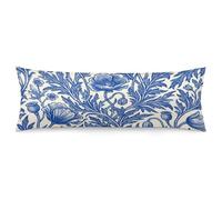 William Morris Floral Blue Body Pillow Cases, Chinoiserie Standard Bolster Pillowcase for Pregnancy Side Sleeper, Long Bed Pillowcase with Zipper Closure, 50x137 cm / 4.6ft