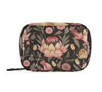 William Morris Floral Peach Brown Medicine Bag with Detachable Compartments Convenient Day Pill Organizer