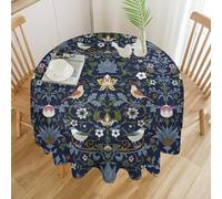 William Morris Floral Print Round Tablecloth Wipeable Polyester Fabric Vintage Floral Washable Tablecloth for Holiday Kitchen Dining Room Decor Tablecloth Round 60 Inch