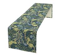 William Morris Floral Table Runner,Boho Flowers Botanical Art Rustic Decor Table Runner for Home Indoor Outdoor Kitchen Holiday Birthday Party Wedding Decor 13x90 Inch