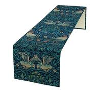 William Morris Floral Table Runner,Vintage Flowers Birds Retro Farmhouse Rustic Table Runner for Coffee Table Dining Room Table Bedroom Party Holiday 13 x 90 Inch