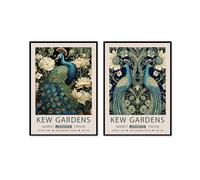 William Morris Flower Birds Peacock Poster Kew Gardens Print Canvas Painting Floral Wall Art Botanical Prints Living Room Home Decor (SKU6-2PCS,16x24inch=(40x60cm),Black Metal Frame)