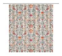 William Morris Flower Shower Curtain,Mid Century Vintage Flower Birds Elegant Animal Pattern Print Shower Curtains Sets Polyester Waterproof Fabric Decor Bathroom Curtain 72"×72" Inch With 12 Hooks