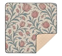 William Morris Flower Wallpaper Large Sturdy Baby Care Play mat for Floor Waterproof Foldable Baby Kick Crawling Mat for Baby Toddler Infant, 50'' x 50''con Musica para Bebes
