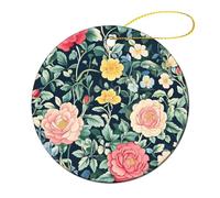 William Morris Flowers Printed Christmas Pendant Round Shaped Ceramics Souvenir Hanging Xmas Tree Ornament Decor