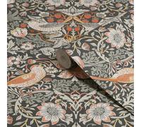 William Morris Gallery Collection Charcoal Strawberry Thief Smooth Wallpaper