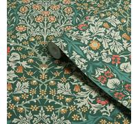 William Morris at Home Blackthorn Deep Green Wallpaper | Paste The Wall | Green Floral | Eco-Friendly