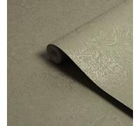 William Morris Gallery Collection Fibrous Sage Marigold Metallic Effect Smooth Wallpaper