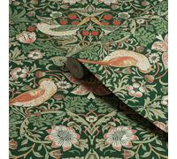William Morris Gallery Collection Rich Green Strawberry Thief Smooth Wallpaper