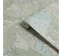 William Morris Gallery Collection Sage & Duck Egg Acanthus Smooth Wallpaper