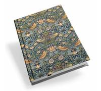 William Morris Gallery Strawberry Thief A5 Hardback Journal, Blue Floral Pattern, Lined Paper with Ribbon Marker, Classic Arts and Crafts Design