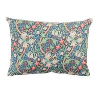 William Morris Golden Lily Boudoir Cushion Cover in Sapphire Blue. Vintage Arts & Crafts Style Botanical and Floral Print. 17x12" Rectangle Cover Only