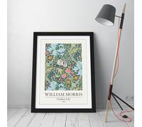 William Morris- Golden Lily Stunning Framed Wall Art Print Picture - A4 - Black Frame
