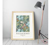 William Morris- Golden Lily Stunning Framed Wall Art Print Picture - A4 - Light Oak Frame