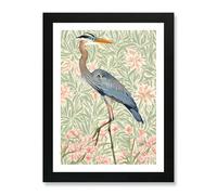 William Morris Great Blue Heron Framed Wall Art Poster Canvas Print Picture (Poster Only, A2)