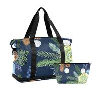 William Morris Green Retro Flowers Foldable Large Bag Gym Bag with Adjustable Strap for Hiking