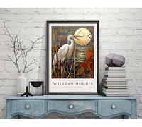 William Morris Heron, Bird Print, William Morris Exhibition Print, William Morris Poster, Vintage Wall Art, Textiles Art, Vintage Poster (409c) A4