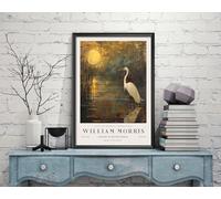 William Morris Heron, Bird Print, William Morris Exhibition Print, William Morris Poster, Vintage Wall Art, Textiles Art, Vintage Poster (411c) A3