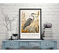 William Morris Heron, Bird Print, William Morris Exhibition Print, William Morris Poster, Vintage Wall Art, Textiles Art, Vintage Poster (412c) A2