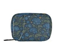 William Morris Indigo Floral Pattern aid Bag with Detachable Compartments Attachable Medication Travel case