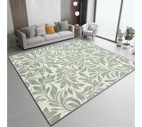 William Morris Inspired Washable Area Rug - 60 x 120 cm, Sage Green Vintage Leaf Pattern, Low-Pile Non-Slip Floor Mat for Living Room, Bedroom, Hallway, Sofa, Durable & Machine Washable
