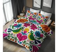 William Morris King Size Duvet Cover Sets - Flower Bird Heart Watercolor Boho Bedding & Bedroom Decor, Super Soft Microfiber Quilt Cover and 2 Pillowcases, with Zip, Reversible Design (O98-Z)