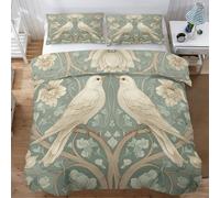 William Morris King Size Duvet Cover Sets, Victorian Flower Bird Bedding Sets Double-Sided Printing, Soft Microfiber Quilt Cover With Zip Fastening + 2 Pillowcase, 230x220 wl118