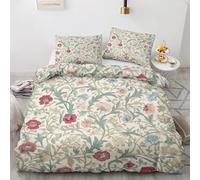 William Morris King Size Duvet Cover Sets, Vintage Floral Bedding Set 3 Piece Soft Microfiber Quilt Cover Reversible Duvet Sets with 2 Pillows Zipper Closure L-106