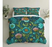 William Morris King Size Duvet Cover Sets, Vintage Floral Bedding Sets Double-Sided Printing, Soft Microfiber Quilt Cover With Zip Fastening + 2 Pillowcase, 230x220 M&-102