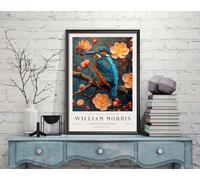 William Morris Kingfisher, Bird Print, William Morris Exhibition Print, William Morris Poster, Vintage Wall Art, Textiles Art, Vintage Poster (279c) A3