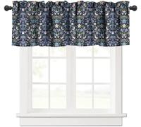 William Morris Kitchen Valance,Retro Flower Strawberry Thief Floral Printed Small Window Treatments for Kitchen Living Room Bathroom Cafe Decor Rod Pocket Vintage Valances 1 Panels W54xL18in