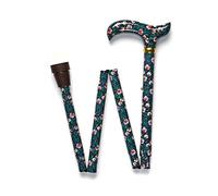 William Morris Ladies Folding Adjustable Walking Stick with a Floral Patterned Handle (33-36.5")